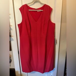 Eliza J Sleeveless Knee Length Dress Hot Pink Fuschia V Neck Zip Back Size 22W